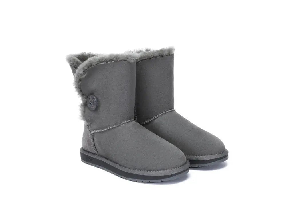 AUSTRALIAN SHEPHERD® UGG Boots Double Face Sheepskin Wool Short Button Women Men InflSelection
