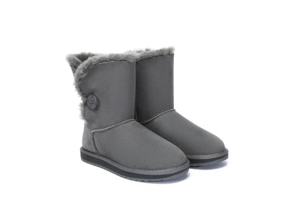 AUSTRALIAN SHEPHERD® UGG Boots Double Face Sheepskin Wool Short Button Women Men InflSelection