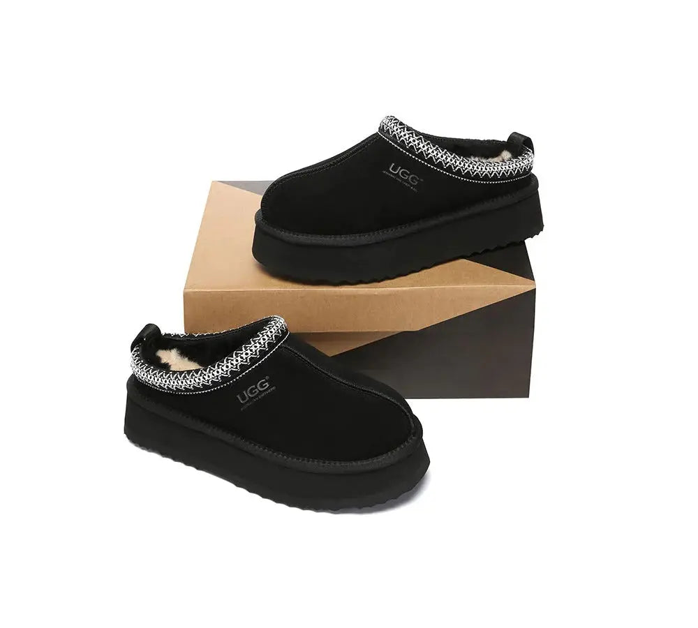 AUSTRALIAN SHEPHERD® UGG Slippers Sheepskin Wool Ankle Platform Tazzy Tay - InflSelection 