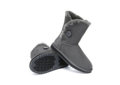 AUSTRALIAN SHEPHERD® UGG Boots Double Face Sheepskin Wool Short Button Women Men InflSelection