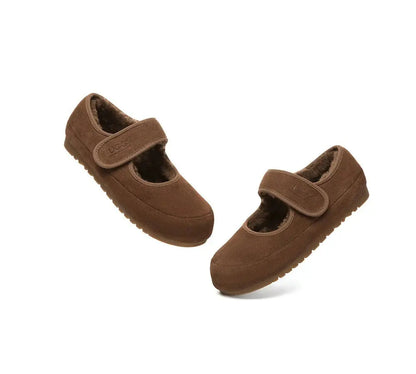 Premium UGG Slippers Sheepskin Wool Adjustable Strap Mary Jane Millie Women InflSelection