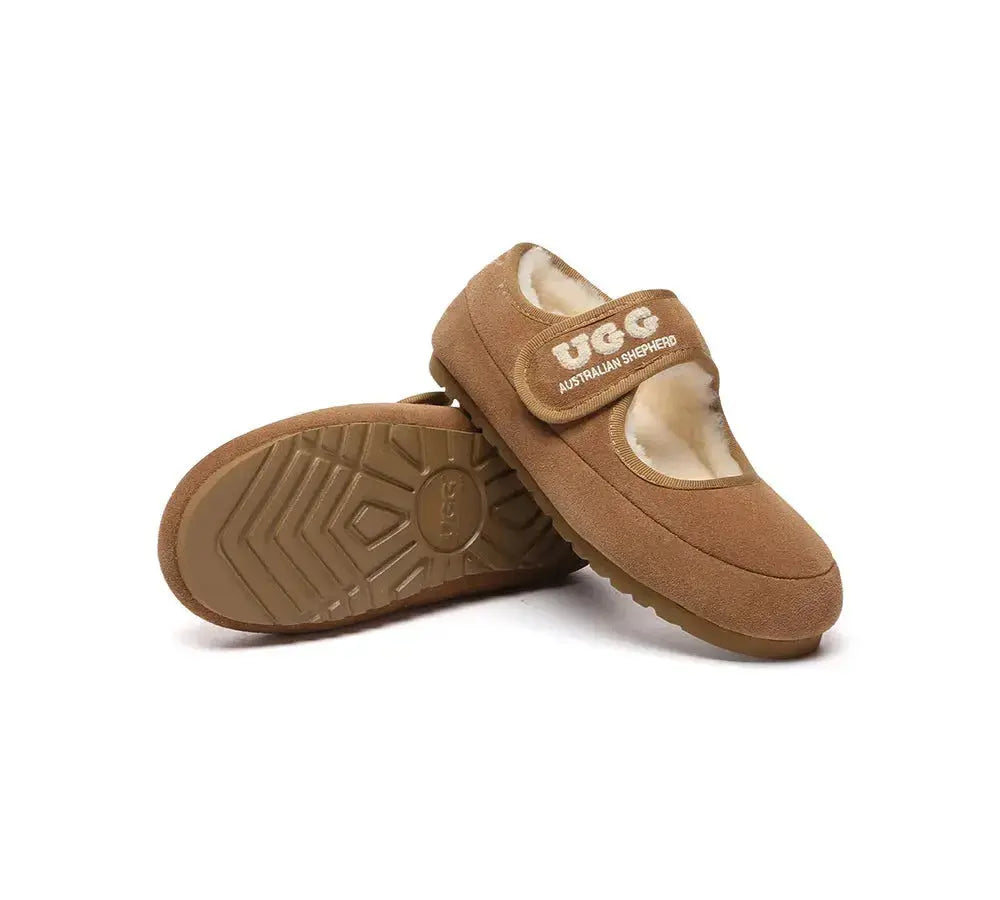 AUSTRALIAN SHEPHERD® UGG Slippers Sheepskin Wool Adjustable Strap Mary Jane Velvi InflSelection