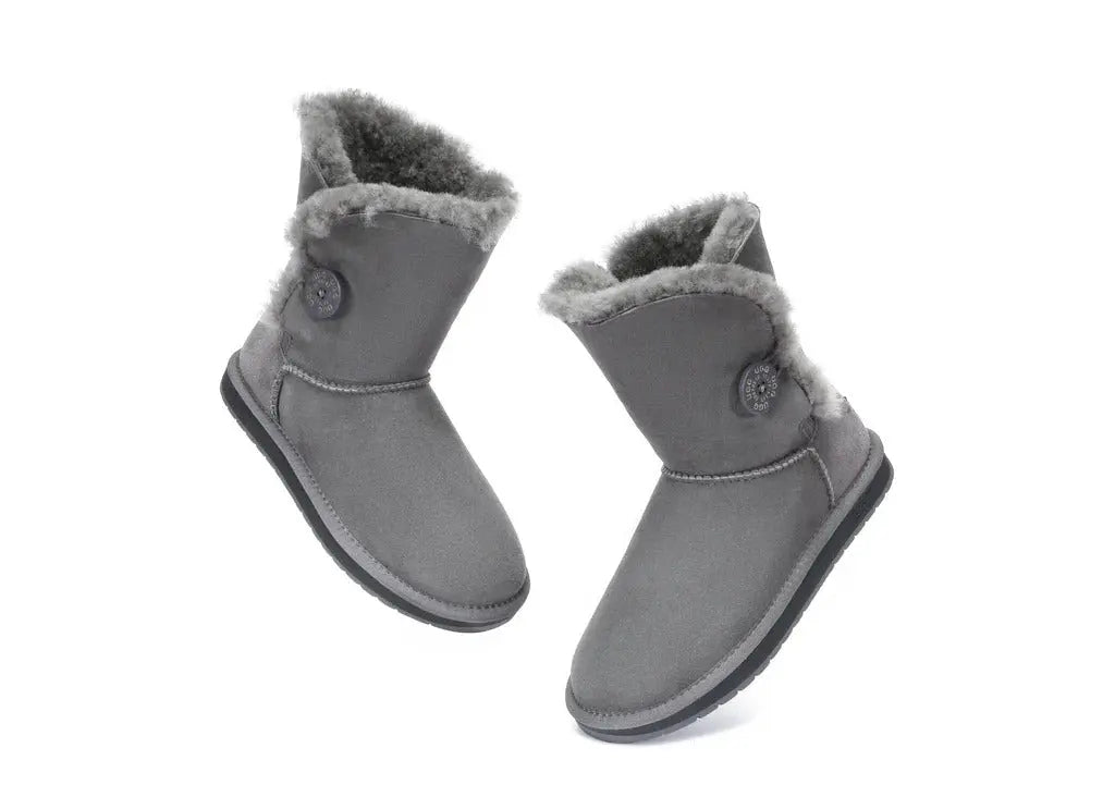 AUSTRALIAN SHEPHERD® UGG Boots Double Face Sheepskin Wool Short Button Women Men InflSelection