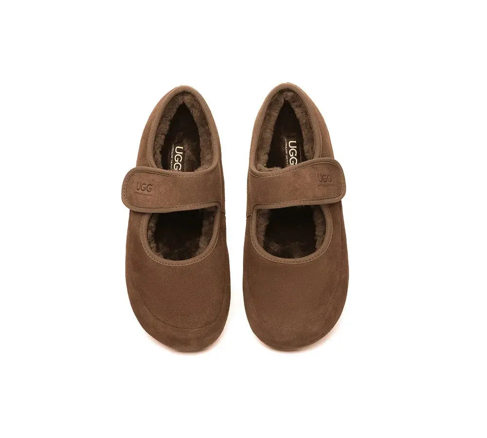 Premium UGG Slippers Sheepskin Wool Adjustable Strap Mary Jane Millie Women InflSelection