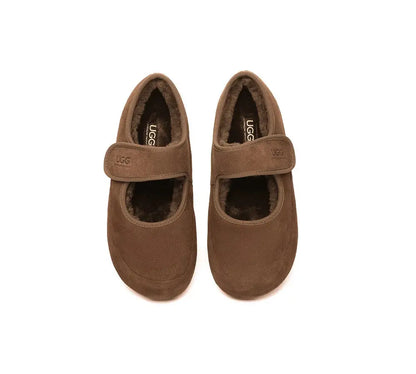 Premium UGG Slippers Sheepskin Wool Adjustable Strap Mary Jane Millie Women InflSelection