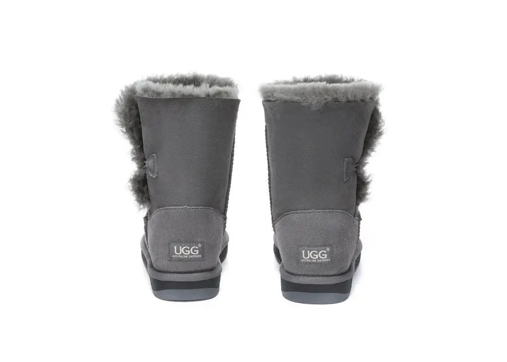 AUSTRALIAN SHEPHERD® UGG Boots Double Face Sheepskin Wool Short Button Women Men InflSelection