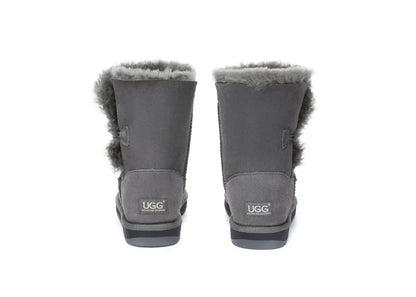 AUSTRALIAN SHEPHERD® UGG Boots Double Face Sheepskin Wool Short Button Women Men InflSelection