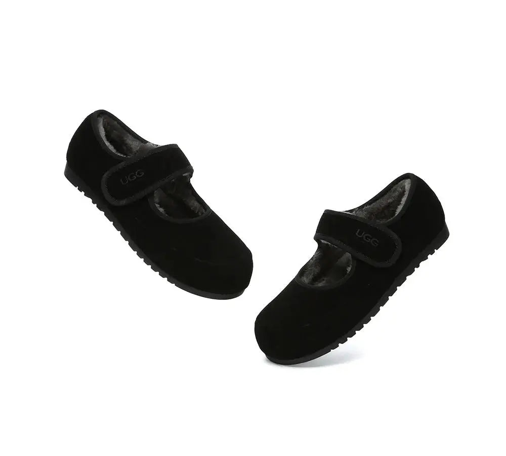 Premium UGG Slippers Sheepskin Wool Adjustable Strap Mary Jane Millie Women InflSelection