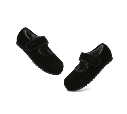 Premium UGG Slippers Sheepskin Wool Adjustable Strap Mary Jane Millie Women InflSelection