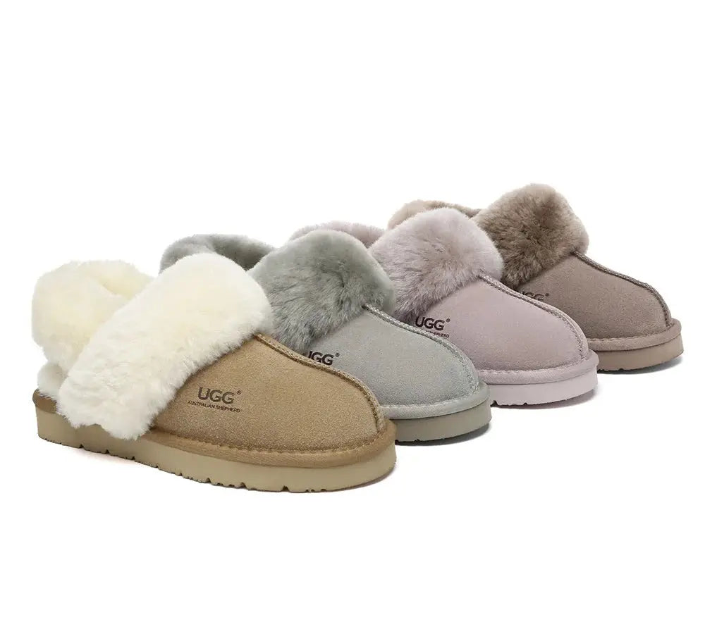 AUSTRALIAN SHEPHERD® 3-Way Style UGG Women Slippers Removable Wool Strap Slingback Muffin Fluffy InflSelection