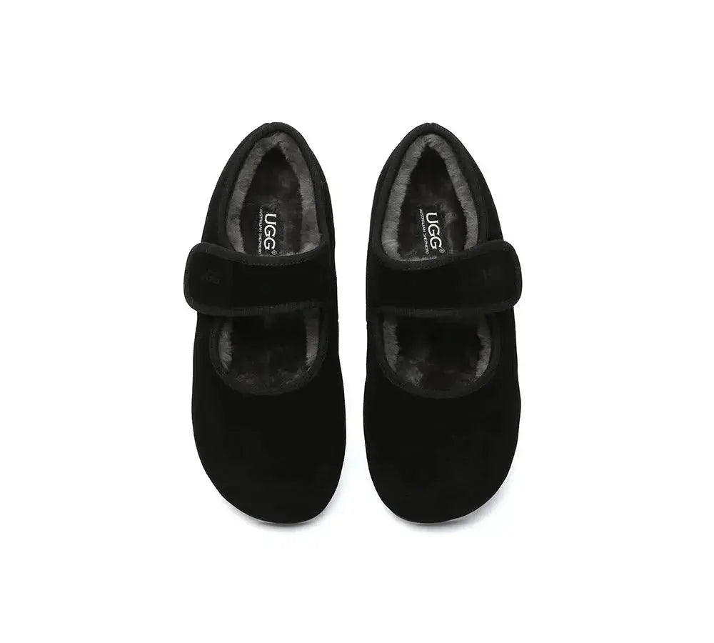 Premium UGG Slippers Sheepskin Wool Adjustable Strap Mary Jane Millie Women InflSelection