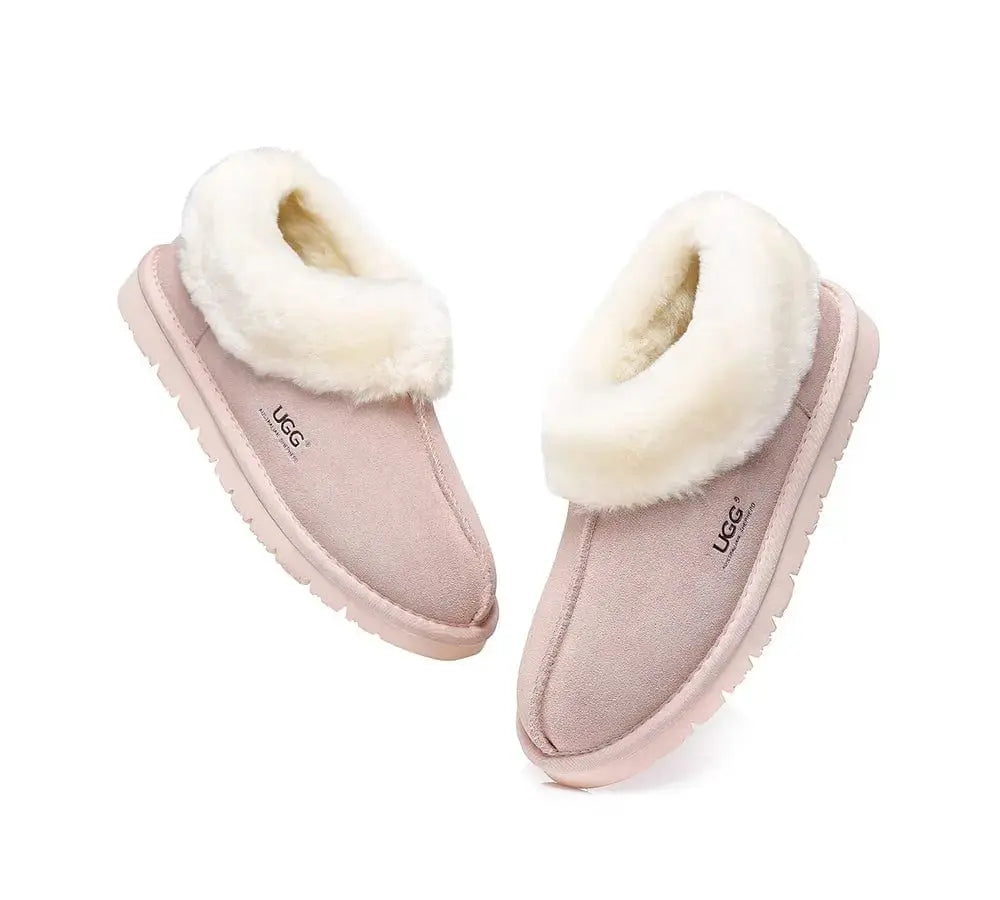 Premium UGG Slippers Sheepskin Wool Ankle Homey Women Men InflSelection
