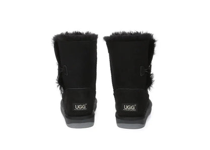 AUSTRALIAN SHEPHERD® UGG Boots Double Face Sheepskin Wool Short Button Women Men InflSelection