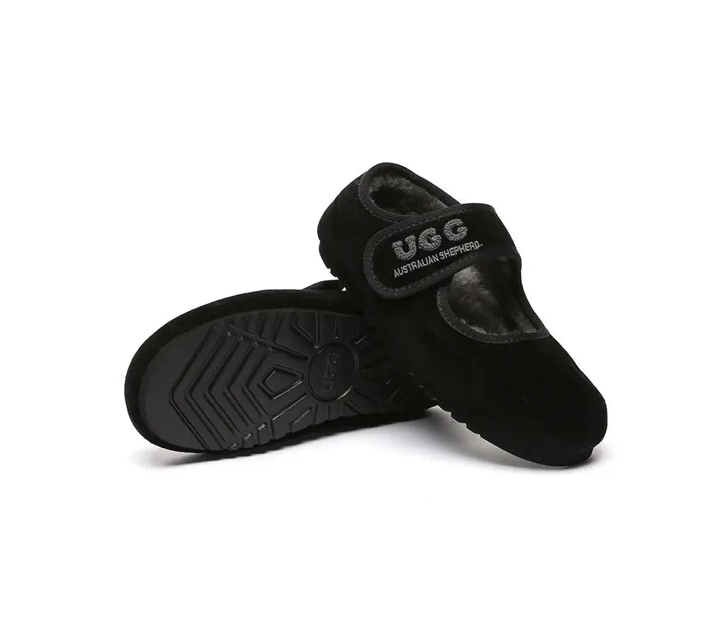 AUSTRALIAN SHEPHERD® UGG Slippers Sheepskin Wool Adjustable Strap Mary Jane Velvi InflSelection