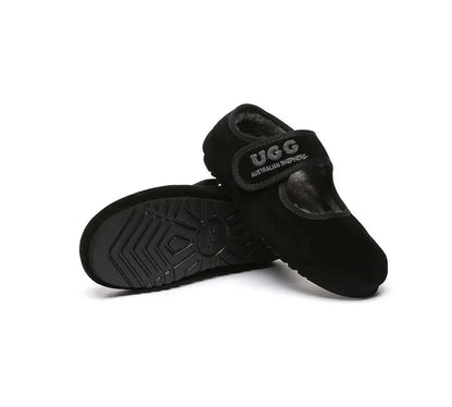 AUSTRALIAN SHEPHERD® UGG Slippers Sheepskin Wool Adjustable Strap Mary Jane Velvi InflSelection