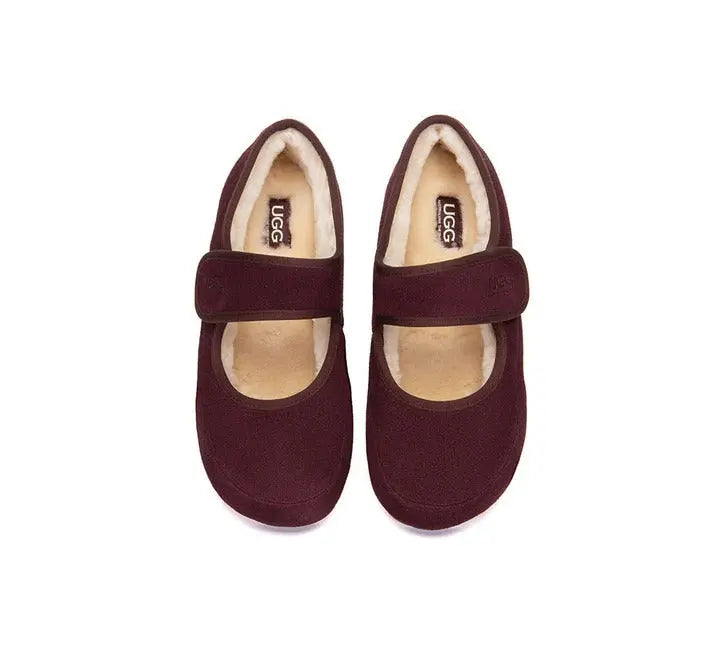 Premium UGG Slippers Sheepskin Wool Adjustable Strap Mary Jane Millie Women InflSelection