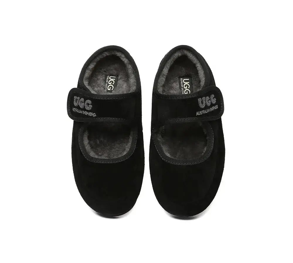 AUSTRALIAN SHEPHERD® UGG Slippers Sheepskin Wool Adjustable Strap Mary Jane Velvi InflSelection