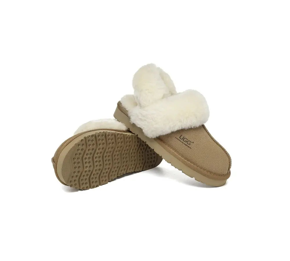 AUSTRALIAN SHEPHERD® 3-Way Style UGG Women Slippers Removable Wool Strap Slingback Muffin Fluffy InflSelection