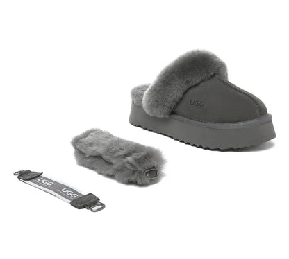 AUSTRALIAN SHEPHERD® UGG Slippers Women Removable Wool Strap Slingback Platform Musa InflSelection
