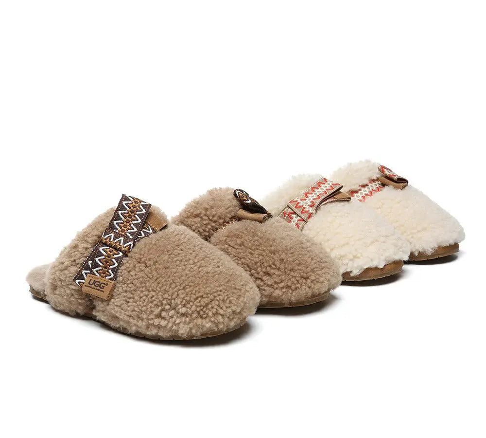 AUSTRALIAN SHEPHERD® UGG Slippers Women Sheepskin Wool Bow Cecil InflSelection