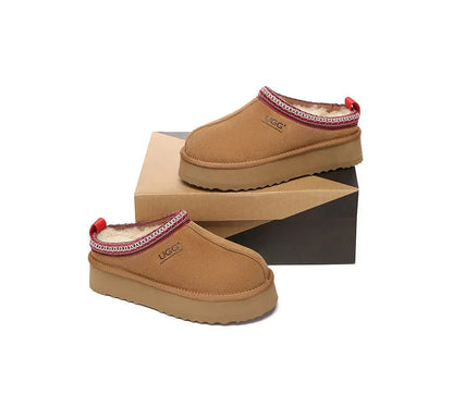 AUSTRALIAN SHEPHERD® UGG Slippers Sheepskin Wool Ankle Platform Tazzy Tay - InflSelection 
