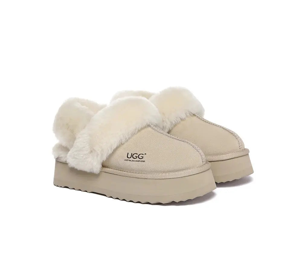 AUSTRALIAN SHEPHERD® UGG Slippers Women Removable Wool Strap Slingback Platform Musa InflSelection