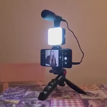 All-in-One Creator Kit – Phone Tripod, Mic & Ring Light for Pro Videos!